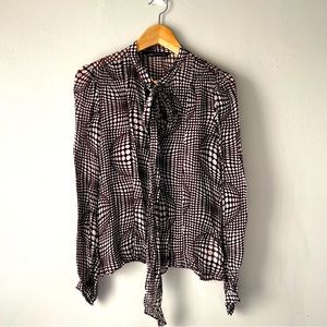 Zara Geometric Polka Tie Bow Blouse